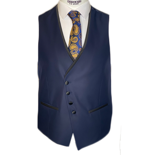 Tuxedo Navy Blue Three Piece 3-Piece Slim Fit Cut Set